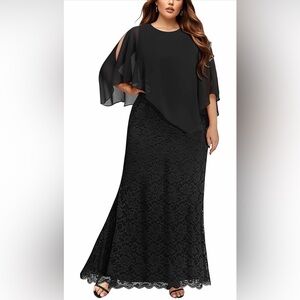 Chic Black Maxi Dress with Lace Detail
